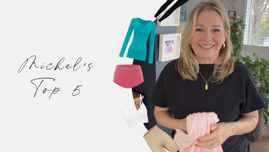 Michel's Top 5 styles | Shaping shorts & thights, wirefree crop bra, eco-firendly boy leg brief and thermal breathable long sleeve top | Bella Bodies UK