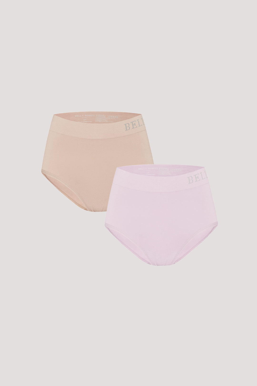 Eco-friendly High Waist Breathable Bamboo Underwear | Double pack | Bella Bodies UK | Sand and Soft Lilac