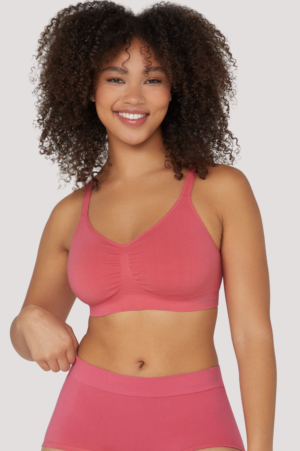 Bamboo Wirefree Bras | Adjustable Back Support Bra | Bella Bodies UK | Deep Rose