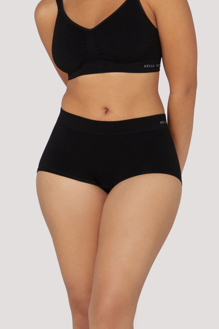 Bamboo Boy Leg Shorts | Bella Bodies UK | Black | Front