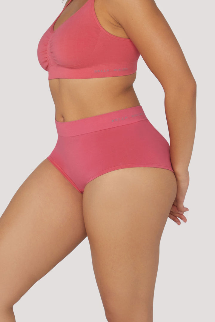 Bamboo Boy Leg Shorts | Bella Bodies UK | Deep Rose | Side