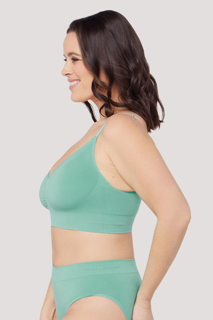 Bamboo Wire-free Crop Bra I Bella Bodies UK | Turquoise | Side