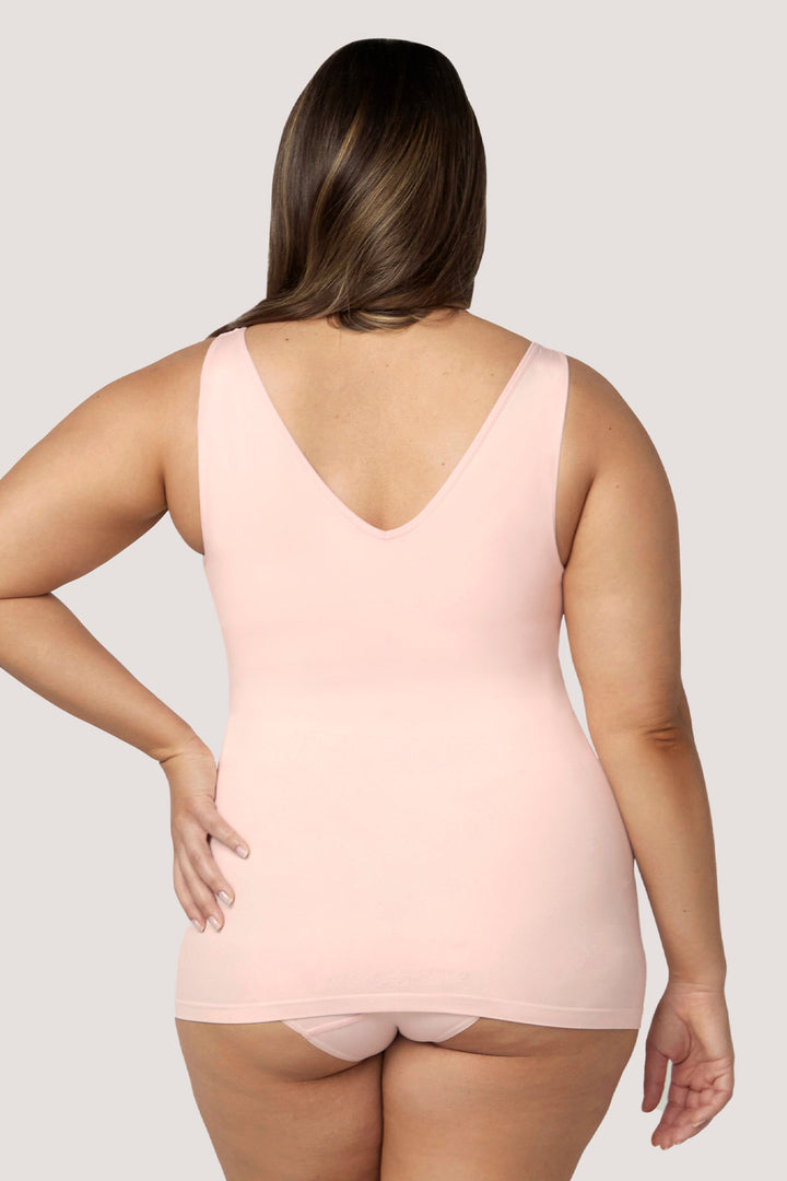 Women's Shaperwear Smoothing Reversible Tank 2 pack I Bella Bodies UK | Pink Champagne | Back