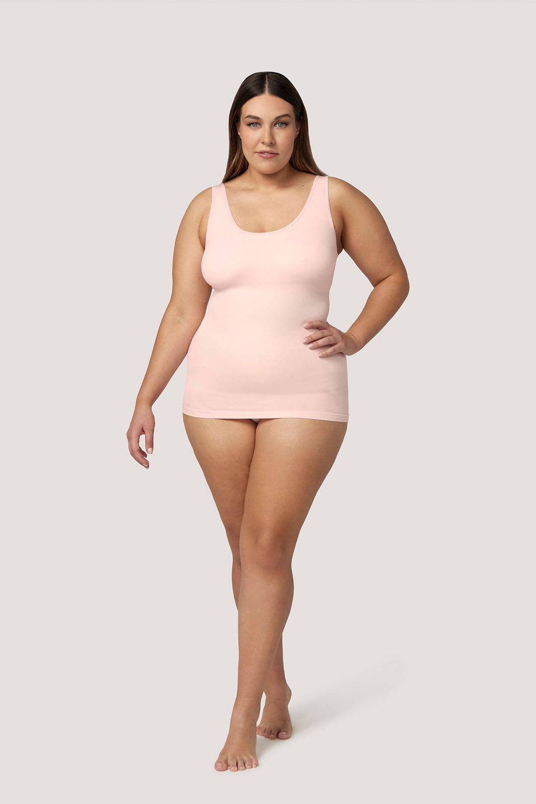 Women's Shaperwear Smoothing Reversible Tank 2 pack I Bella Bodies UK | Pink Champagne