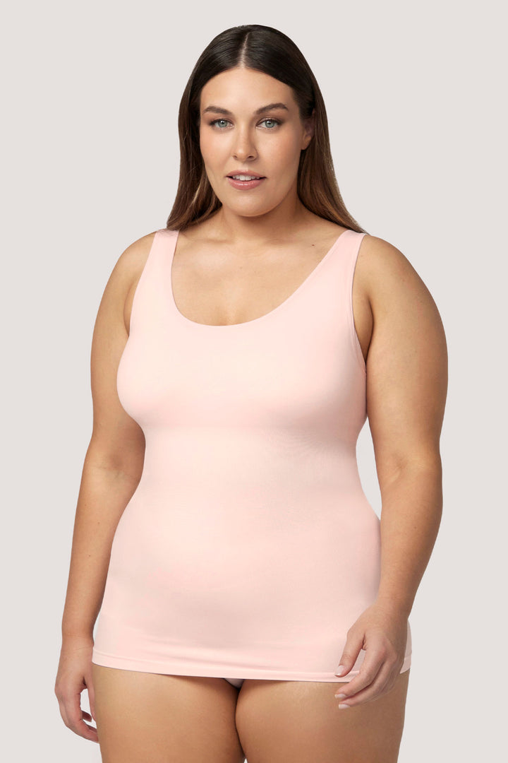 Women's Shaperwear Smoothing Reversible Tank 2 pack I Bella Bodies UK | Pink Champagne | Side