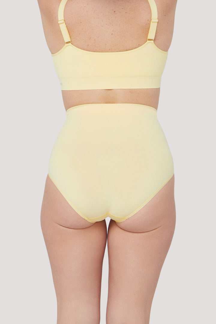  High waisted tummy control underwear 3 pack | Bella Bodies UK | Lemon | Back