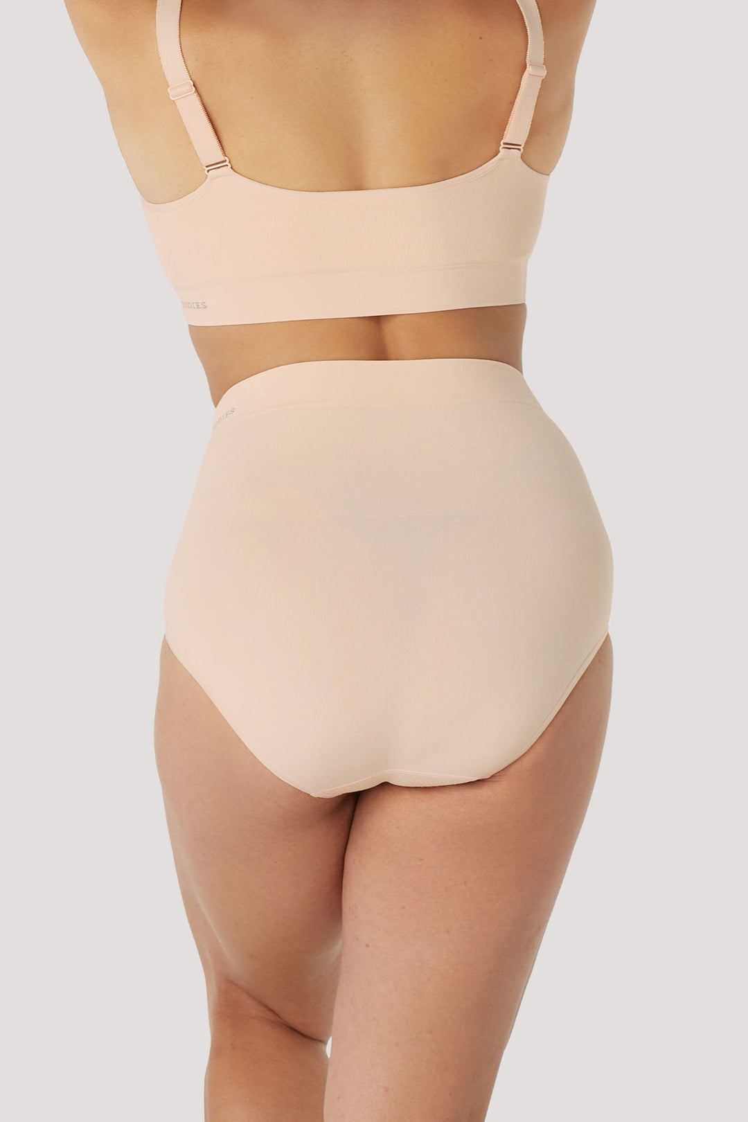 High Waist Smoothing and Firming, Full-Coverage Underwear 2 pack | Bella Bodies UK | Soft Peach | Back