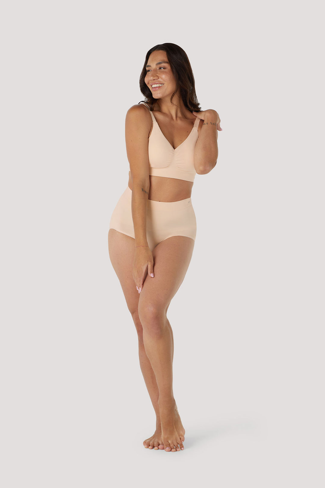 High Waist Smoothing and Firming, Full-Coverage Underwear 2 pack | Bella Bodies UK | Soft Peach