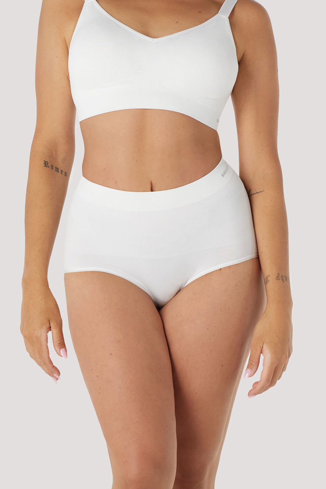 High Waist Smoothing and Firming, Full-Coverage Underwear 2 pack | Bella Bodies UK | White | Front