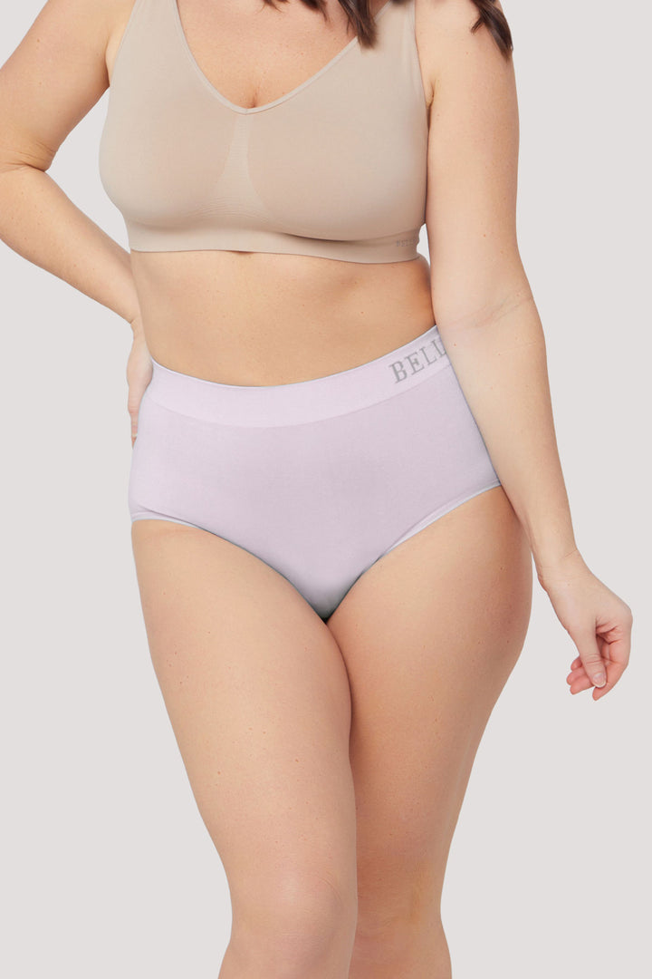 Eco-friendly High Waist Breathable Bamboo Underwear | Double pack | Bella Bodies UK | Soft Lilac| Front