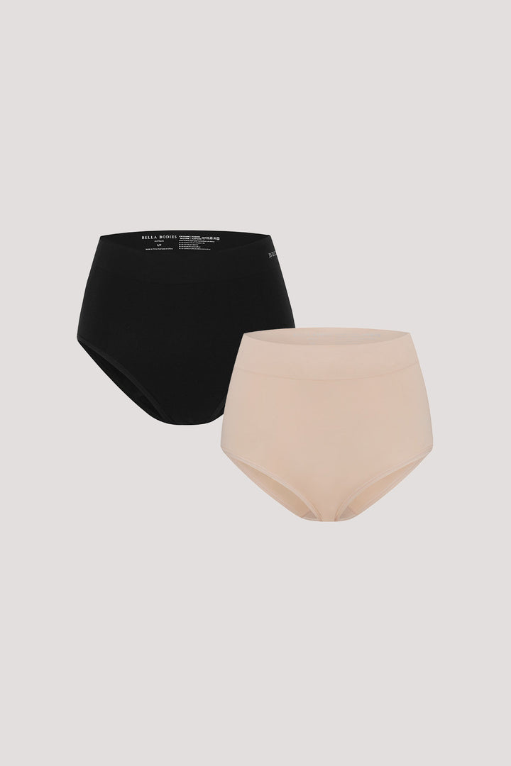 Women's super soft high waist underwear | 2 pack | Bella Bodies UK | Black & Sand