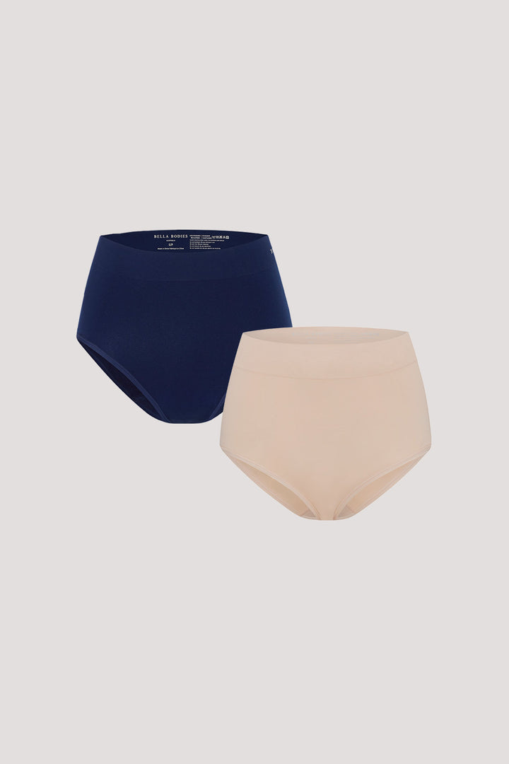 Women's super soft high waist underwear 2 pack | Bella Bodies UK | Navy and Sand