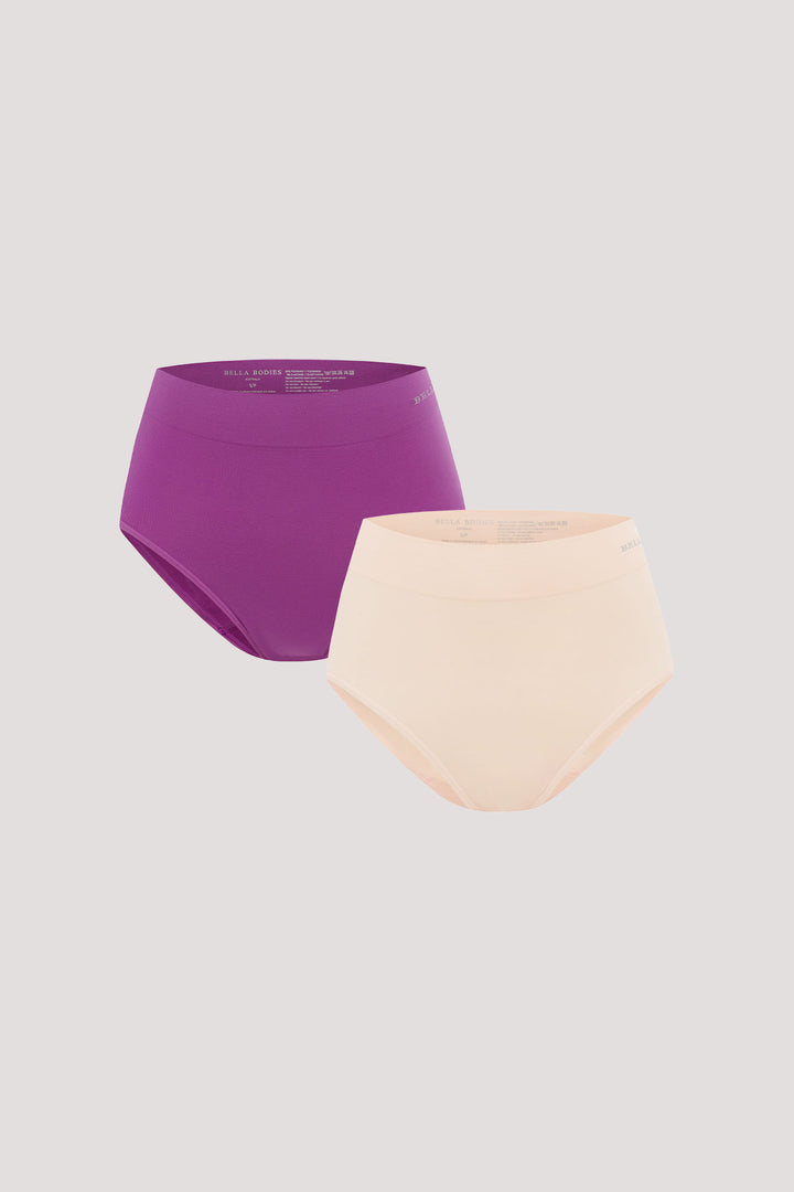 Women's super soft high waist underwear 2 pack | Bella Bodies UK | Viola and Soft Peach
