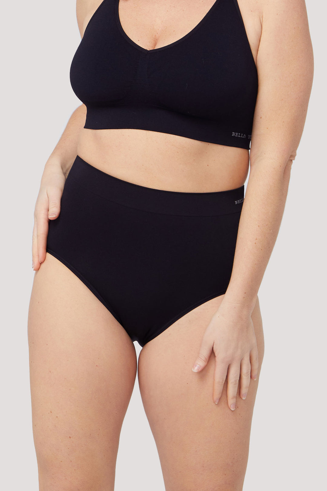 Women's super soft high waist underwear 2 pack | Bella Bodies UK | Black | Front
