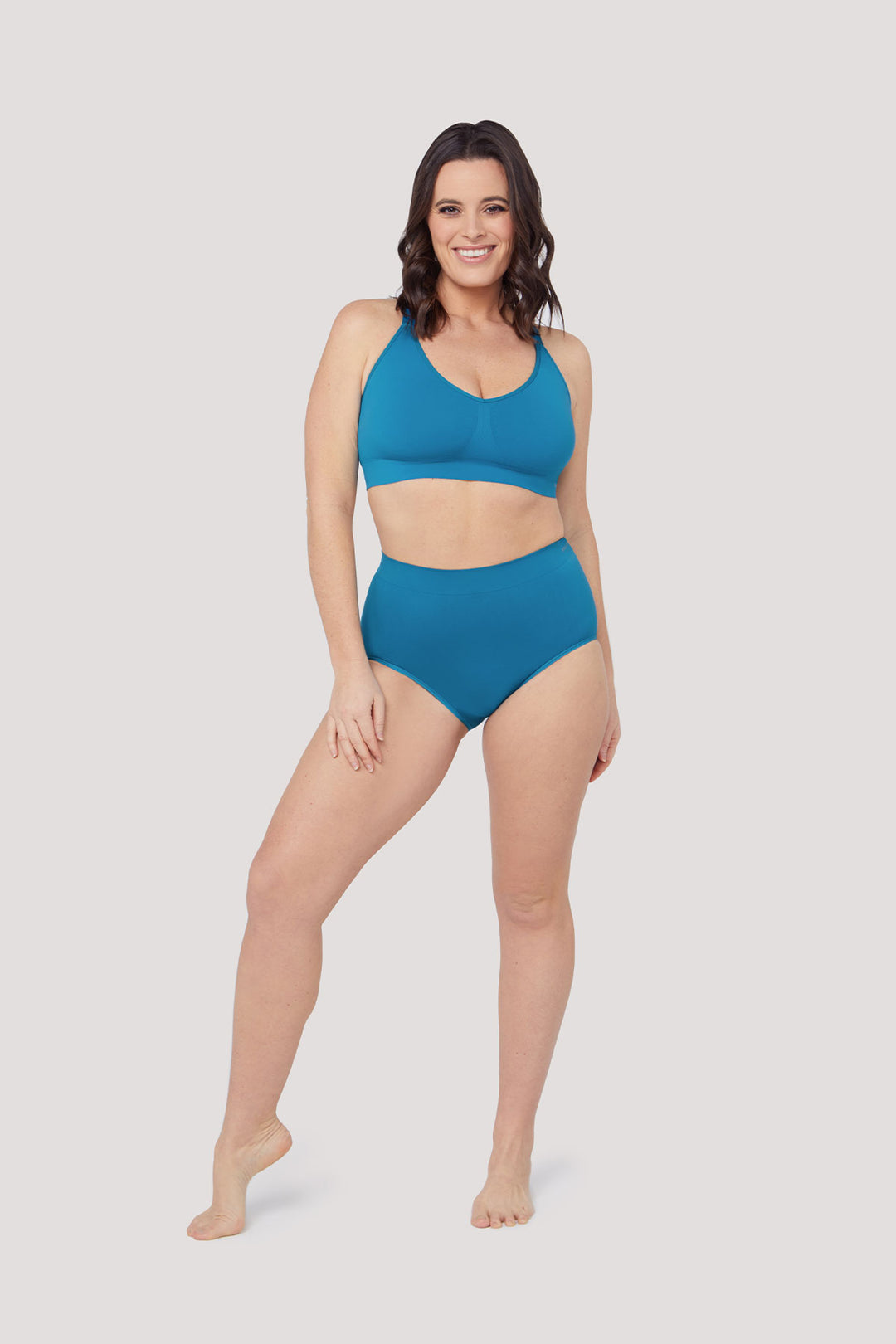 Women's super soft and stretchy, high waist, full coverage underwear 3 pack | Bella Bodies UK | Blue Teal