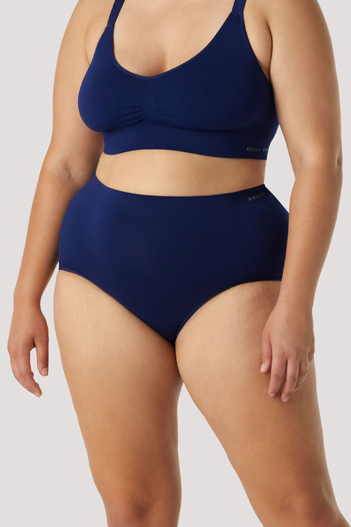 Women's super soft high waist underwear 2 pack | Bella Bodies UK | Navy | Front