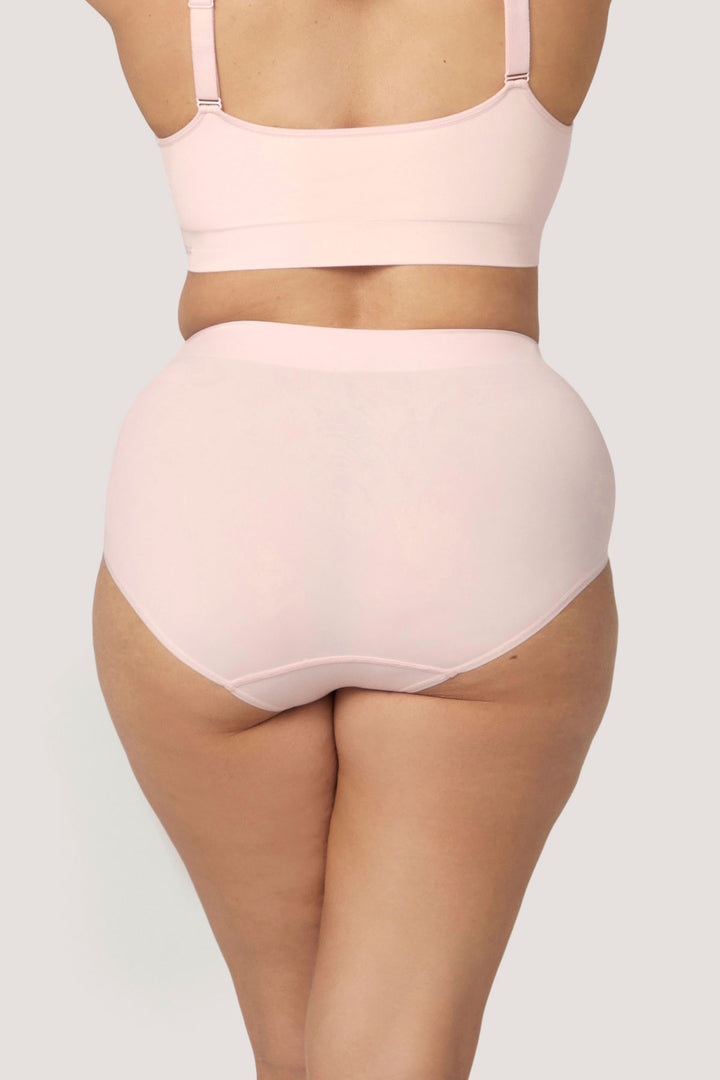 Women's super soft high waist underwear 2 pack | Bella Bodies UK | Pink Champagne | Back