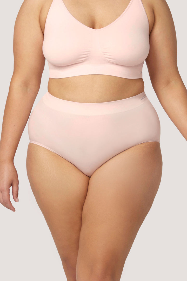 Women's super soft high waist underwear 2 pack | Bella Bodies UK | Pink Champagne | Front