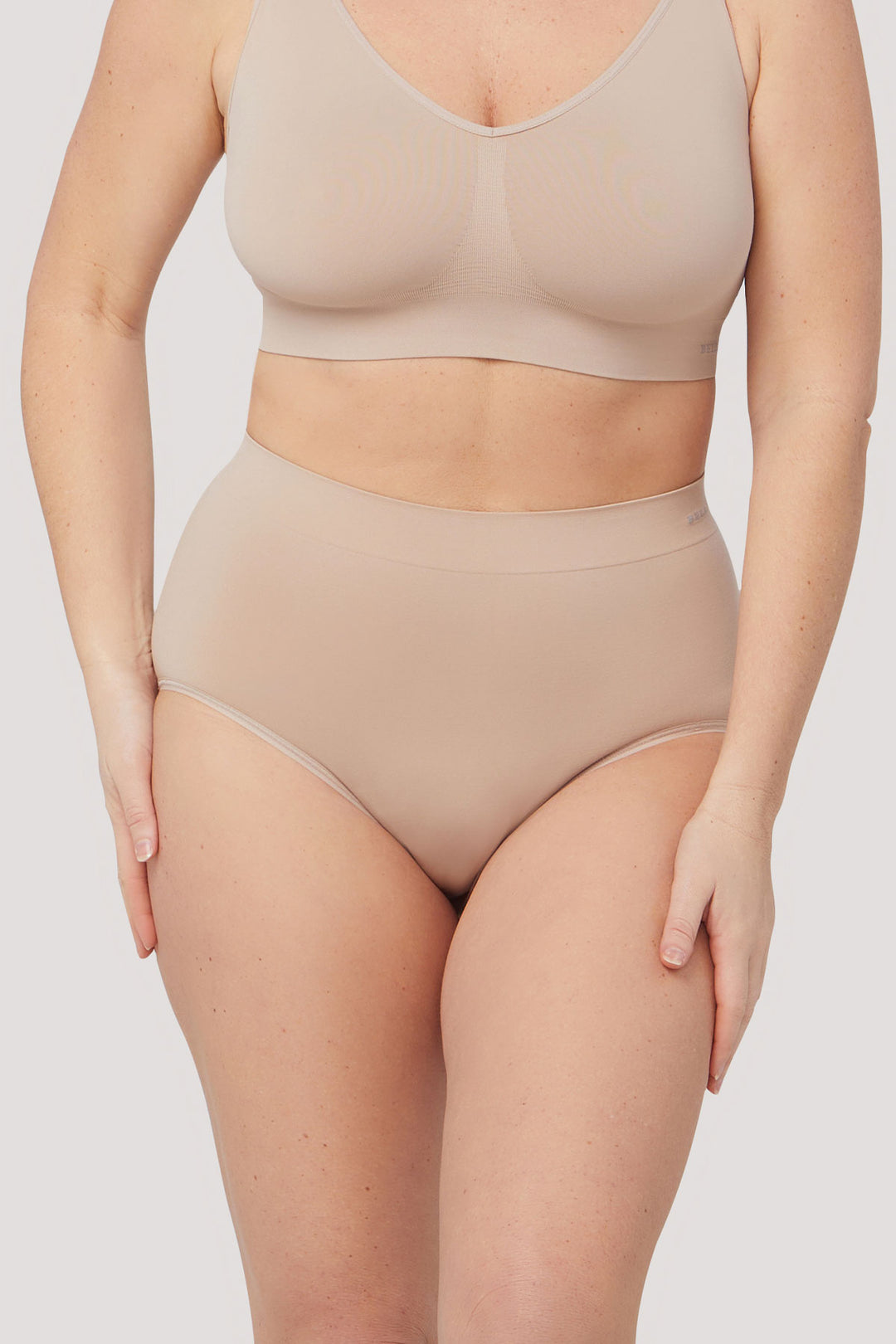 Women's super soft high waist underwear 2 pack | Bella Bodies UK | Sand | Front