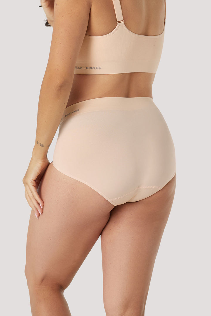 Women's super soft high waist underwear 2 pack | Bella Bodies UK | Soft Peach | Back