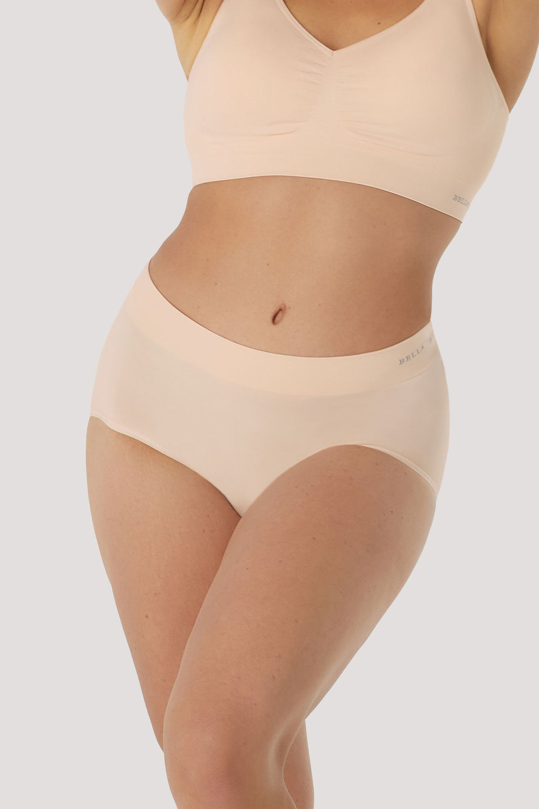 Women's super soft high waist underwear 2 pack | Bella Bodies UK | Soft Peach | Front