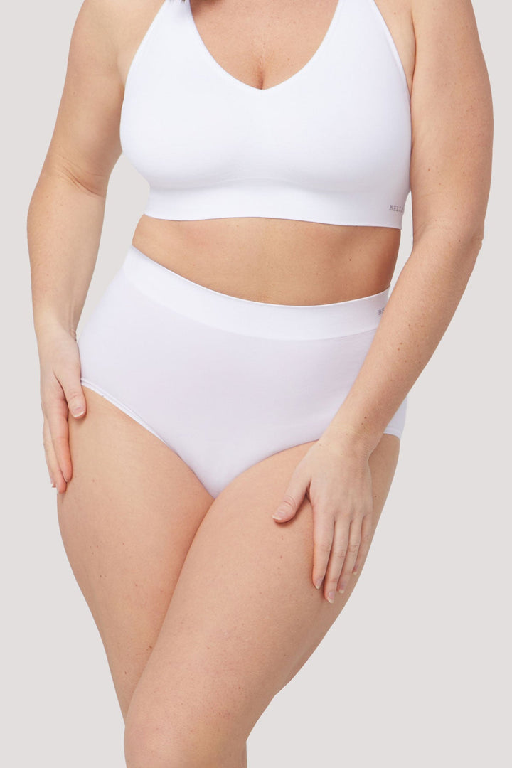 Women's super soft and stretchy, high waist, full coverage underwear 3 pack | Bella Bodies UK | White | Front
