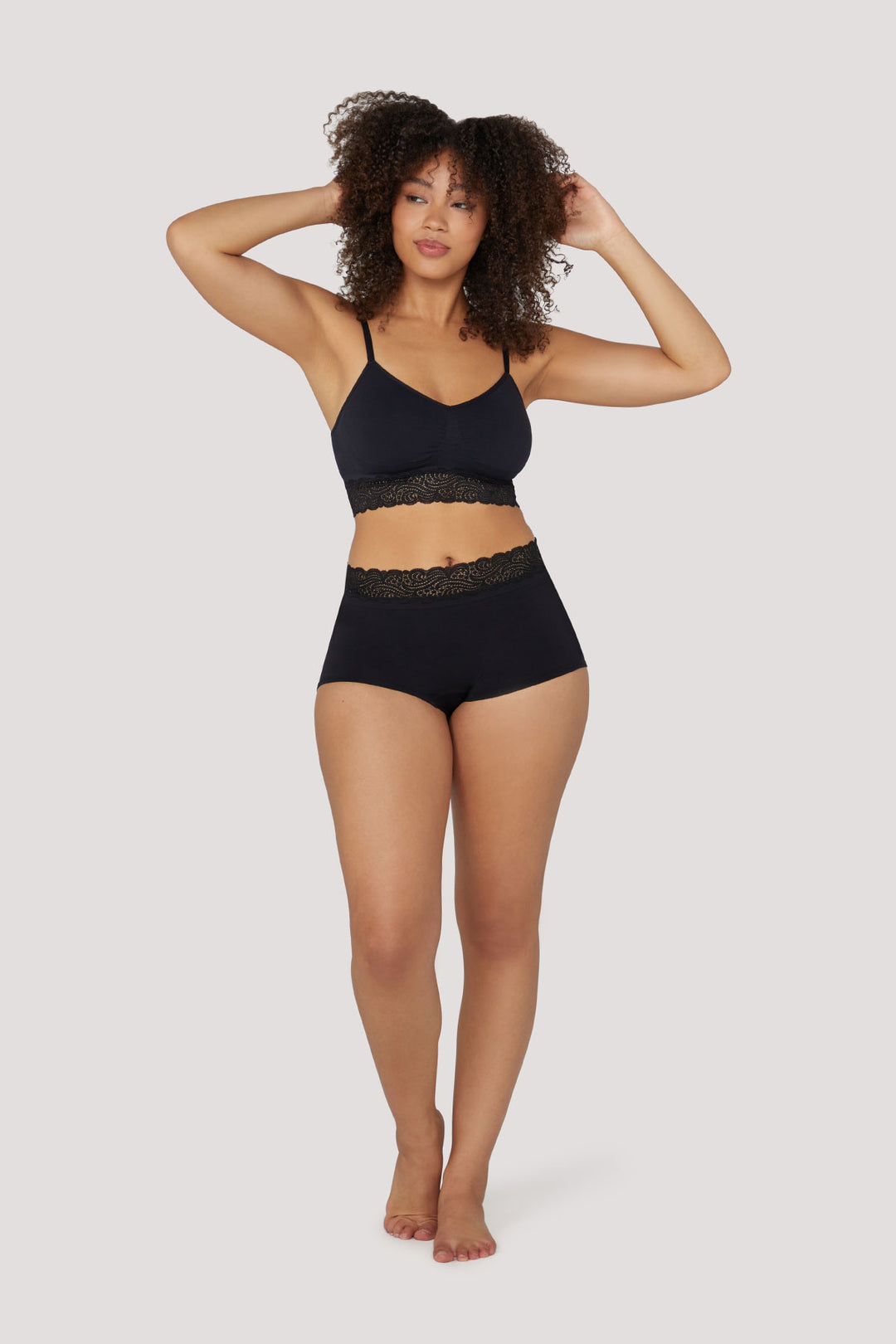 Quick Dry Stretchy Lace Boyshort | Bella Bodies UK | Black