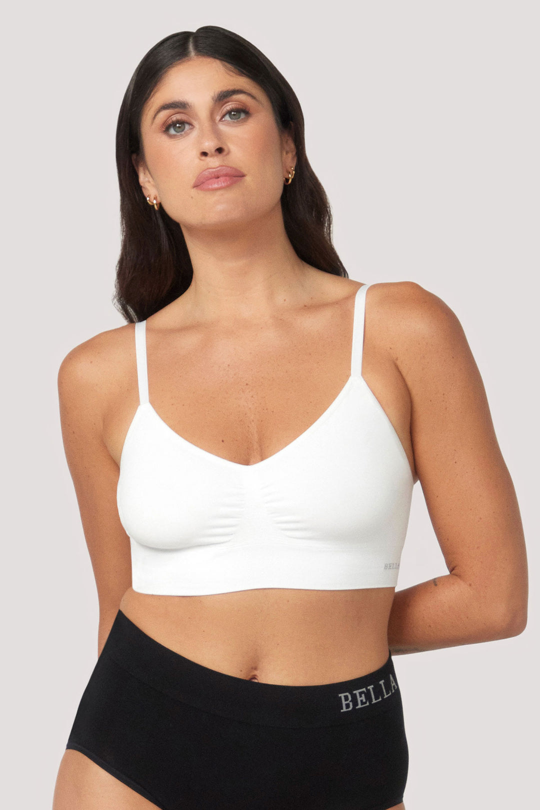 Bamboo Underwire-free, convertible, adjustable Crop Bra | Bella Bodies UK | White | Front