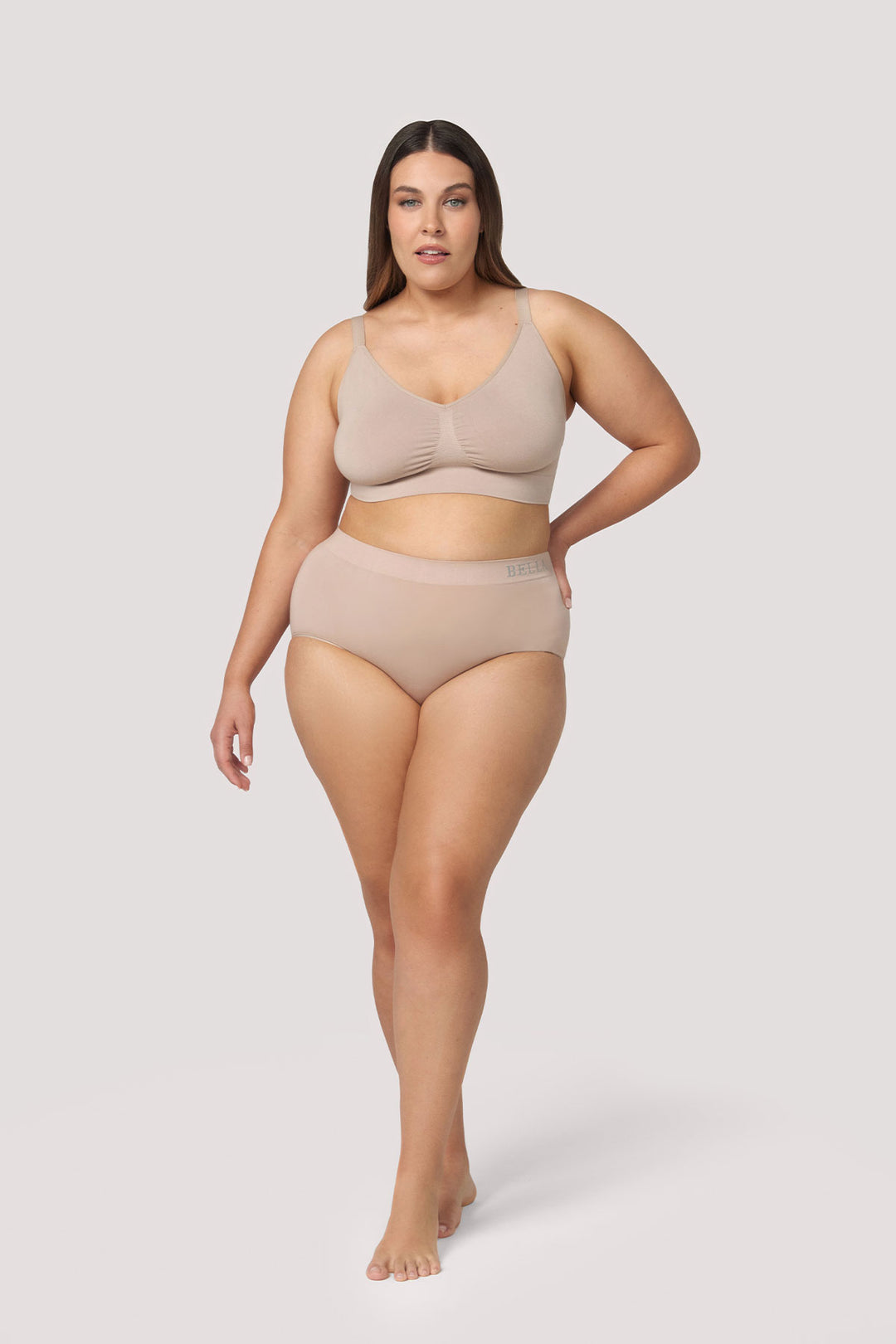 Eco-friendly High Waist Breathable Bamboo Underwear | Double pack | Bella Bodies UK | Sand