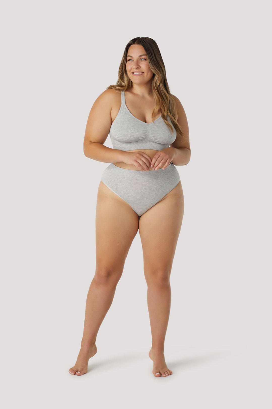 Bamboo Wireless Adjustable Bra and underwear set I Bella Bodies UK I Grey Marle