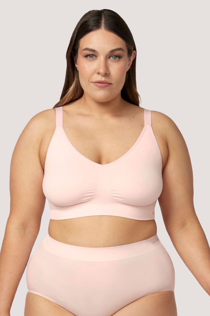 Wirefree Adjustable Comfortable Bras 2 pack | Bella Bodies UK | Pink Champagne | Front