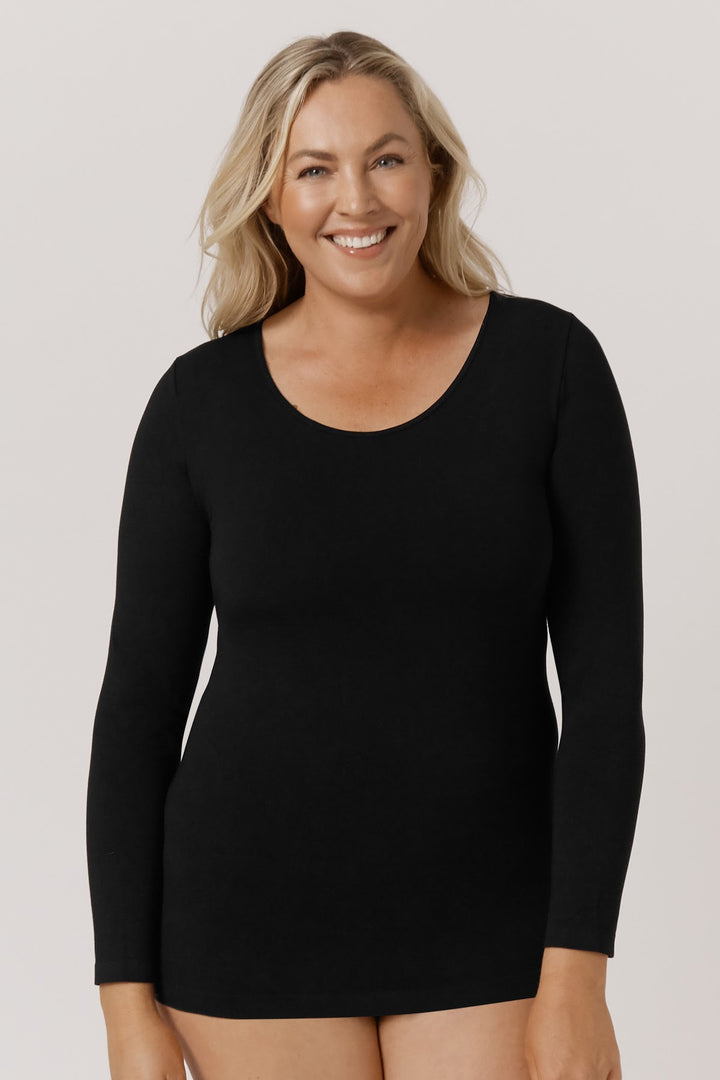 Women's natural comfortable Warm Tencel Modal Long Sleeve I Bella Bodies UK I Black | Front