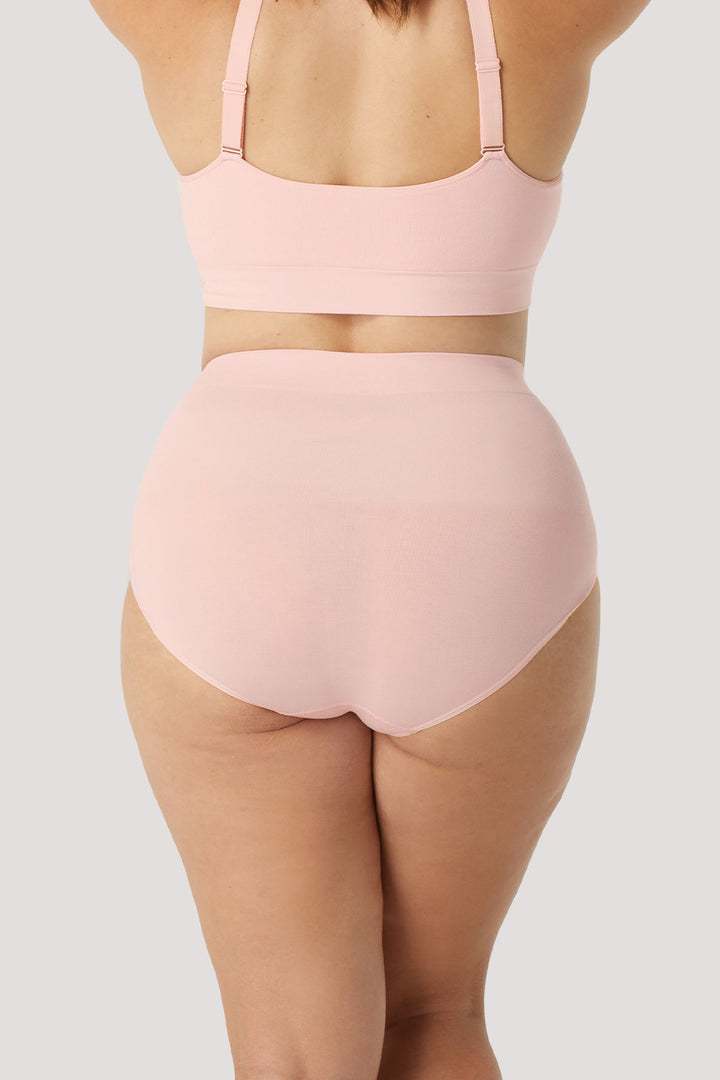 Bamboo Firming Underwear I Women's High Waist Comfortable Firming Underwear I Bella Bodies UK I Carnation Pink | Back