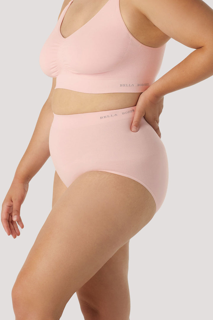 Bamboo Firming Underwear I Women's High Waist Comfortable Firming Underwear I Bella Bodies UK I Carnation Pink | Side