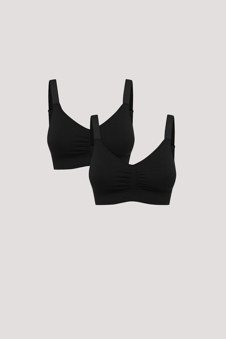 Women's every day bamboo bras | Bella Bodies UK | Bella Bamboo Viscose Adjustable Crop bra 2pk | Black & Black