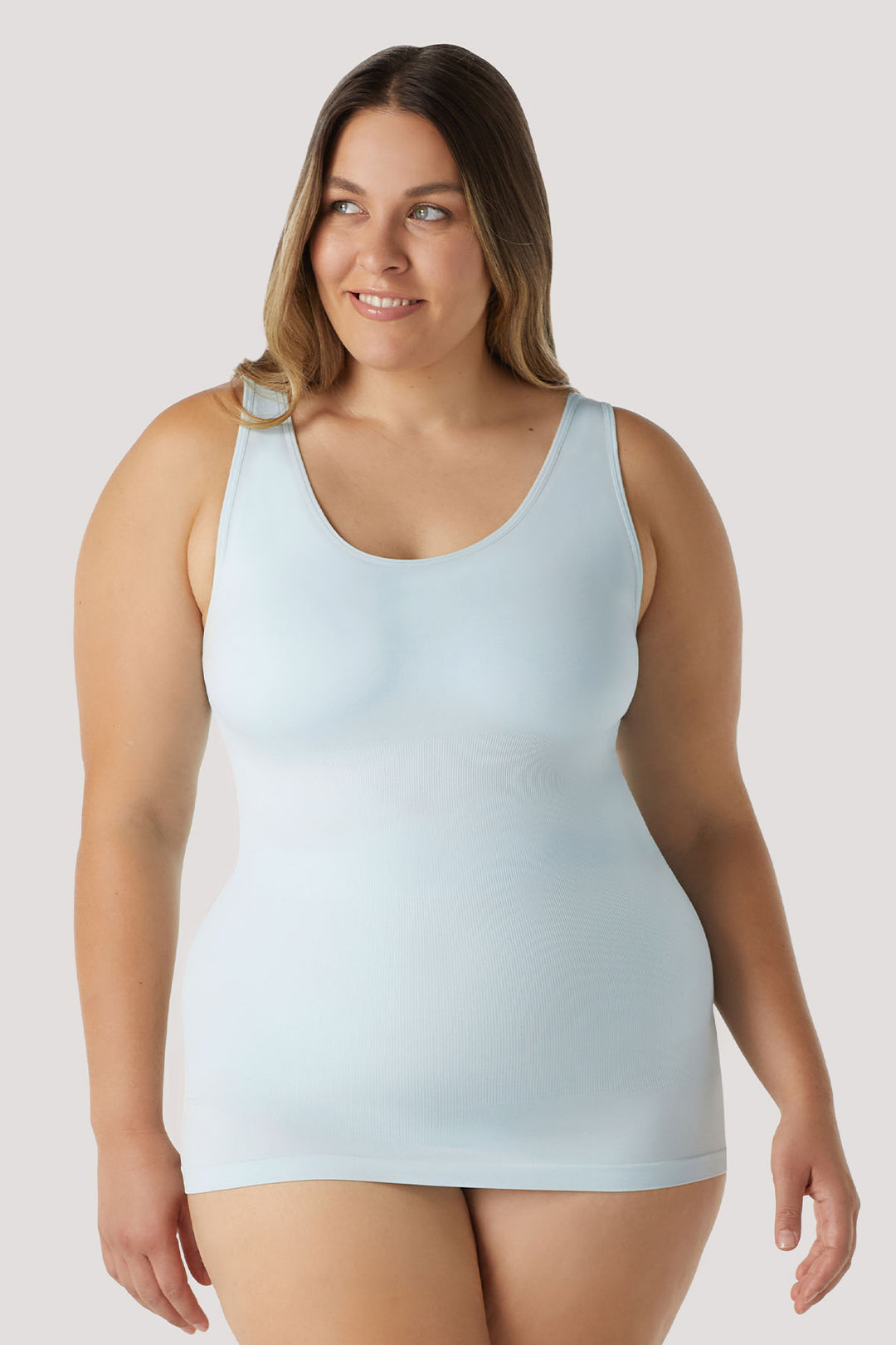 Women's Shaperwear Smoothing Reversible Tank 2 pack I Bella Bodies UK I Ice Blue | Front