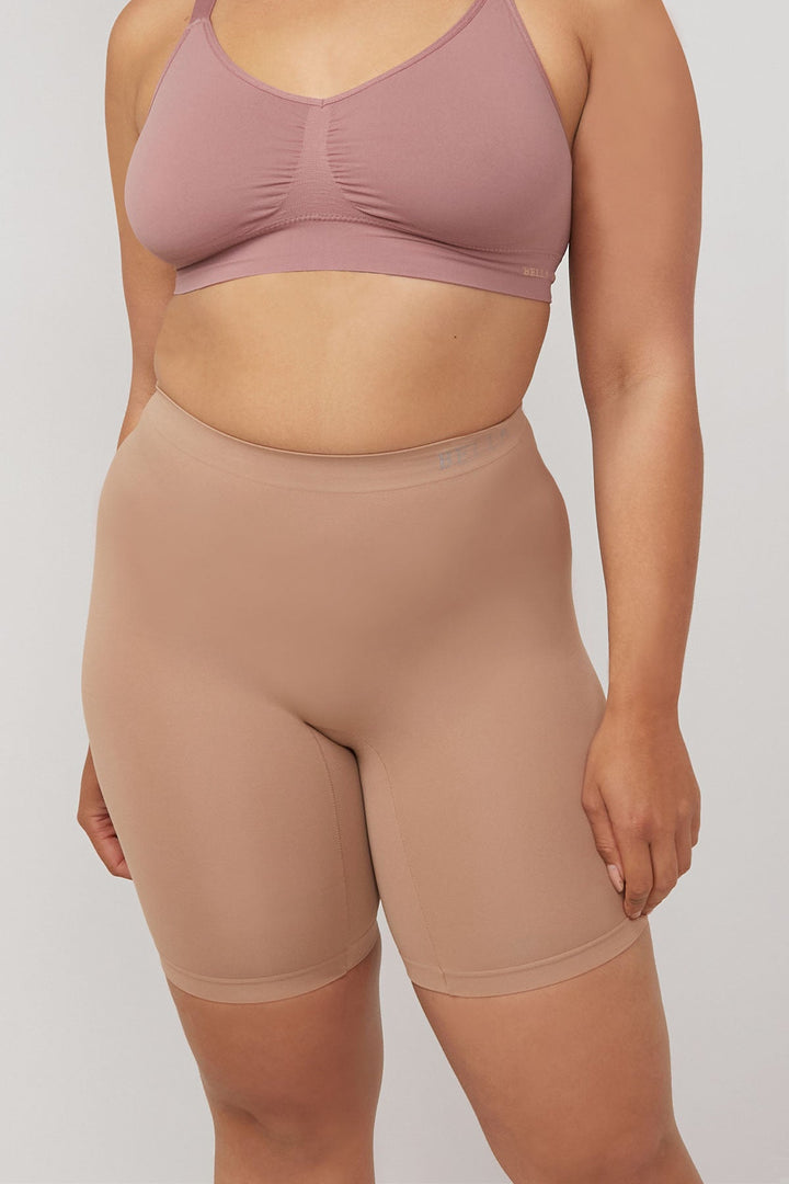 Women's anti-chafing underwear shorts | Bella Bodies UK | Coolfit Everday Anti Chafing Shorts | 2pk | Taupe | Front