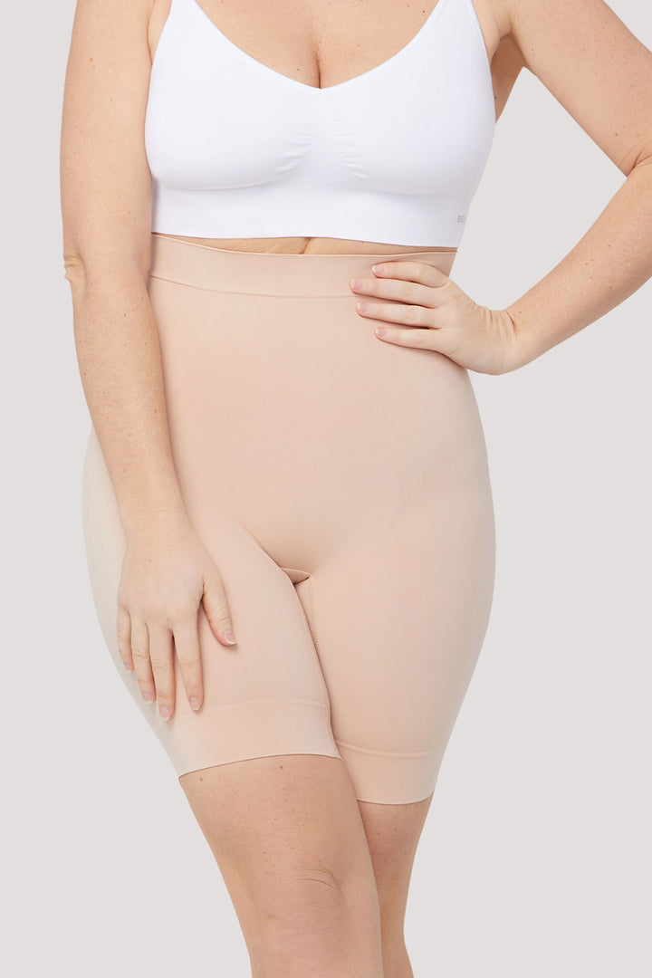 Women's Comfortable shaping Anti-chafing Shorts 2 pack | Bella Bodies UK | Latte | front