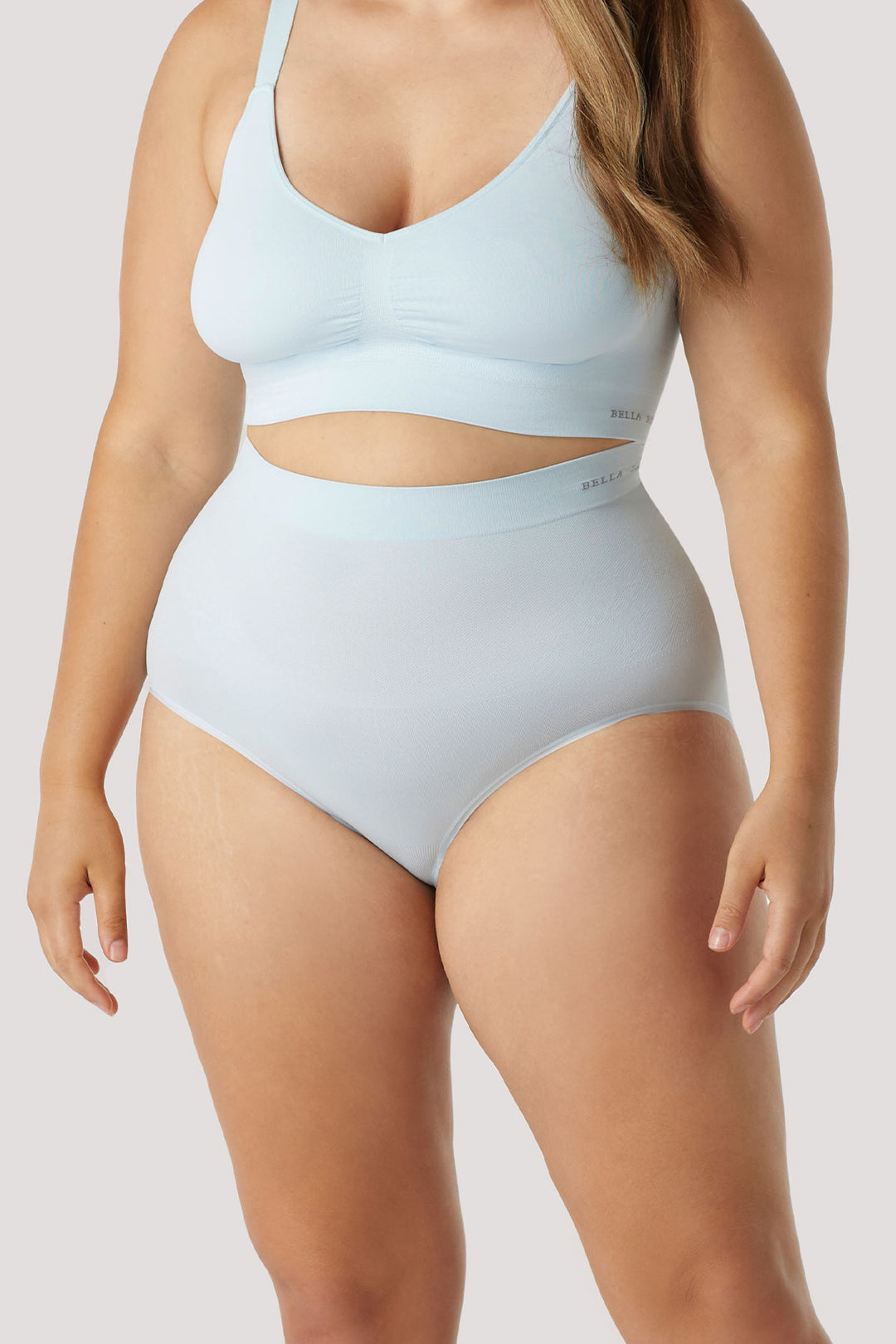 High Waist Smoothing and Firming, Full-Coverage Underwear 2 pack | Bella Bodies UK | Ice Blue | Front