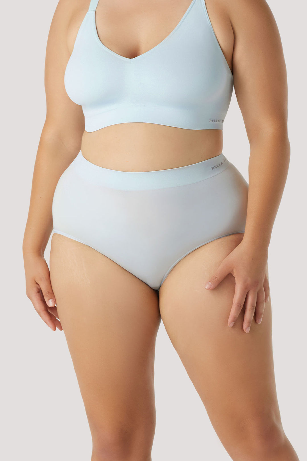 Women's super soft high waist underwear 2 pack | Bella Bodies UK | Ice Blue | Front