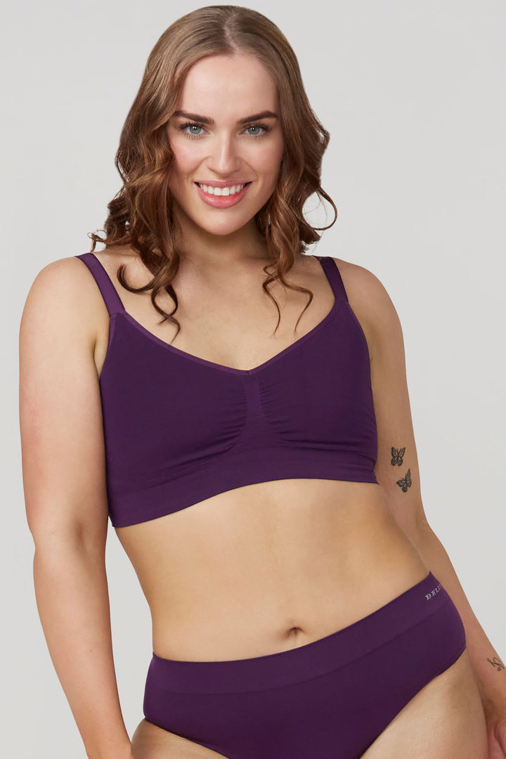 Women's adjustable bamboo crop bra I Two Pack I Bella Bodies I Blueberry | Front