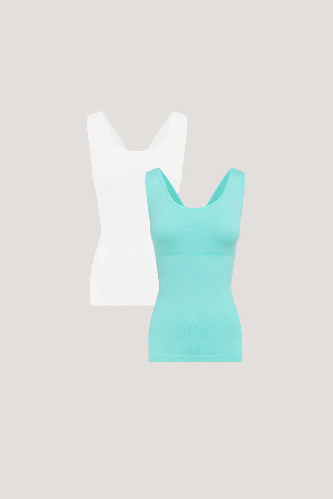 Women's Shaperwear Smoothing Reversible Tank 2 pack I Bella Bodies UK | White and Aqua