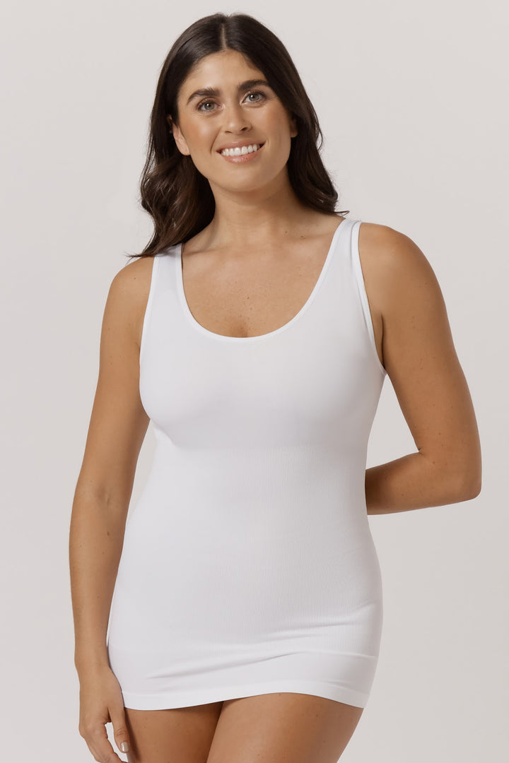 Women's Shaperwear Smoothing Reversible Tank 2 pack I Bella Bodies UK I White